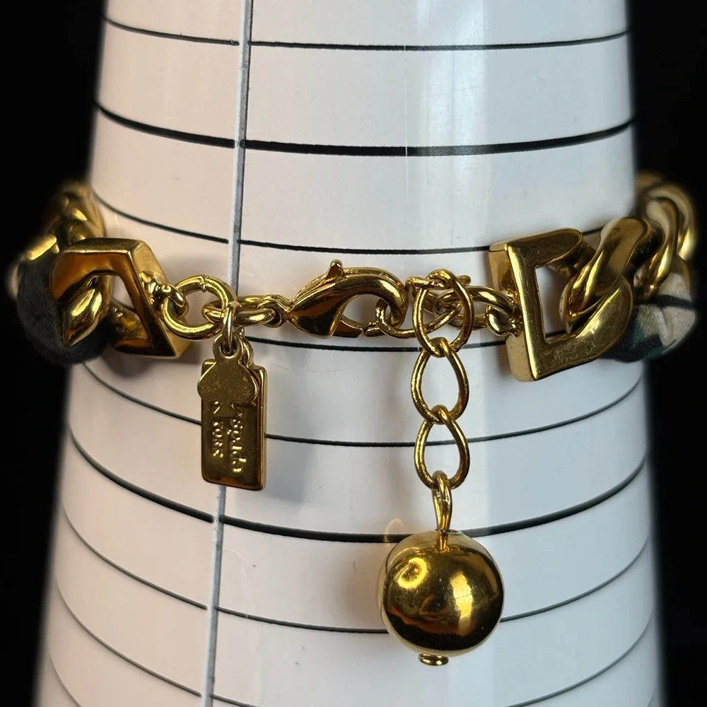 kate spade Gold Chain Bracelet with Black Woven Fabric Detail - Picture 9 of 9